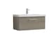 image 1 of Balterley Level Modern Bathroom Wall Hung 1 Soft Close Drawer Vanity Unit & Mid-Edge Basin | Brown | Solace Oak