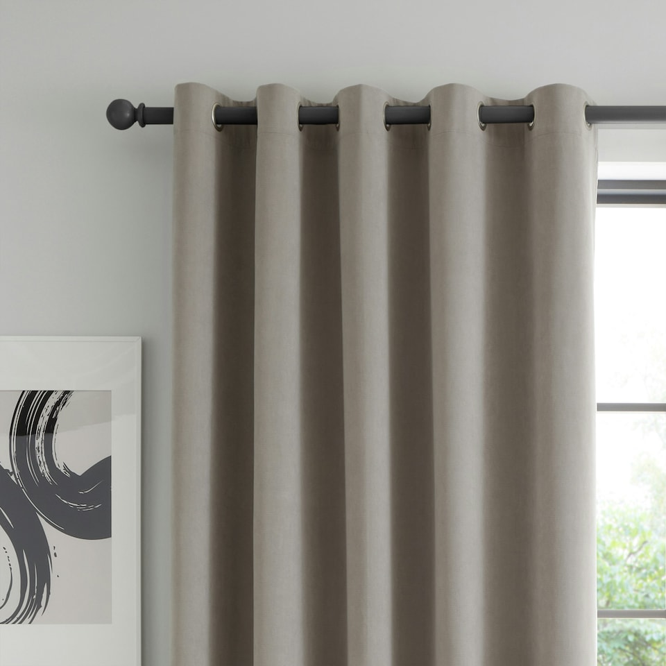image 1 of Catherine Lansfield Wilson Blackout Thermal 66x72 Inch Eyelet Curtains Grey