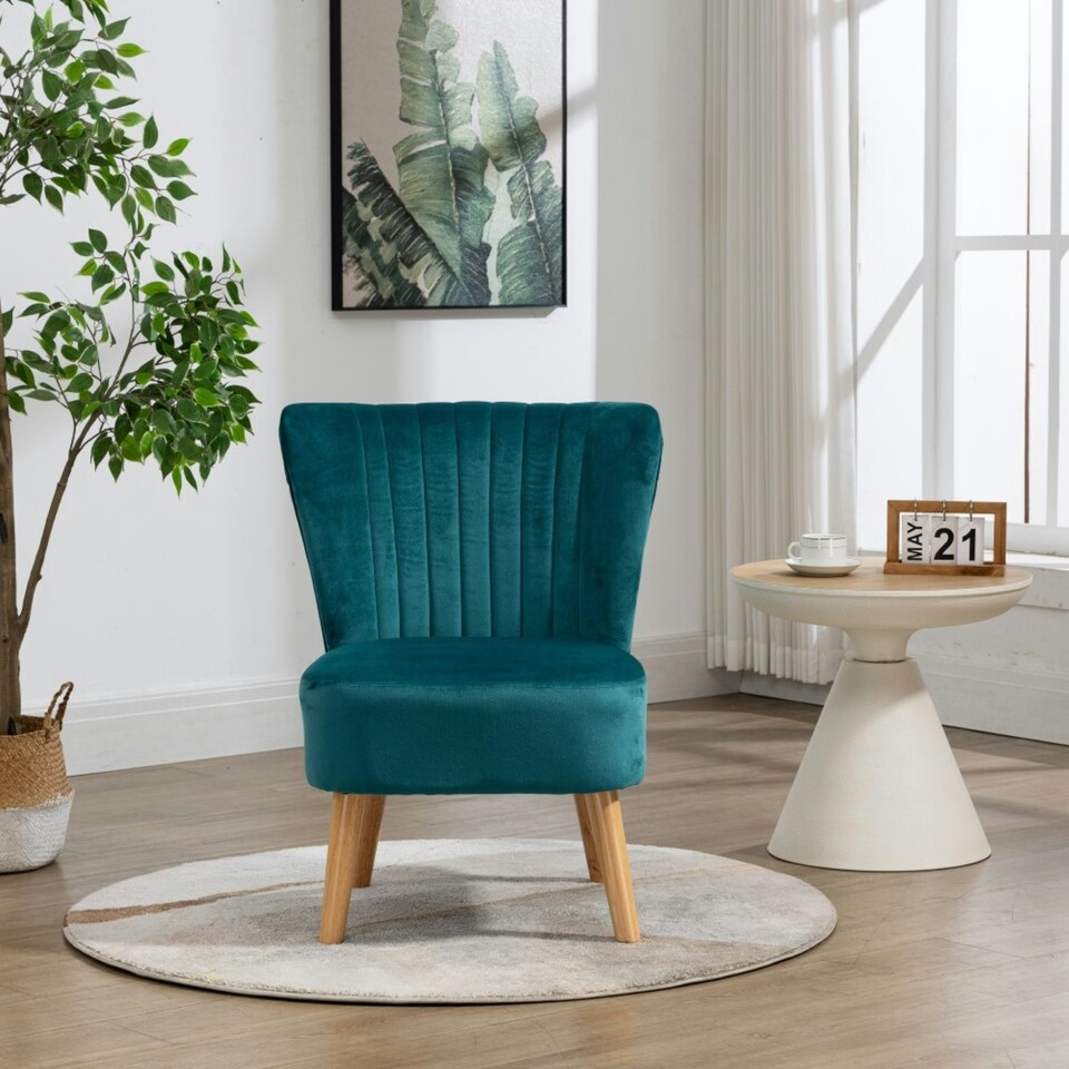 image 1 of Arezza Velvet Accent Chair - Teal