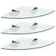 image 2 of Harbour Housewares Floating Glass Corner Shelves - 30cm - Pack of 3 | Clear | Clear
