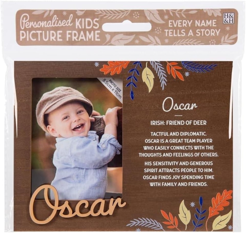 image 1 of History & Heraldry Pre-Personalised Kids Wooden Picture Frame - Oscar