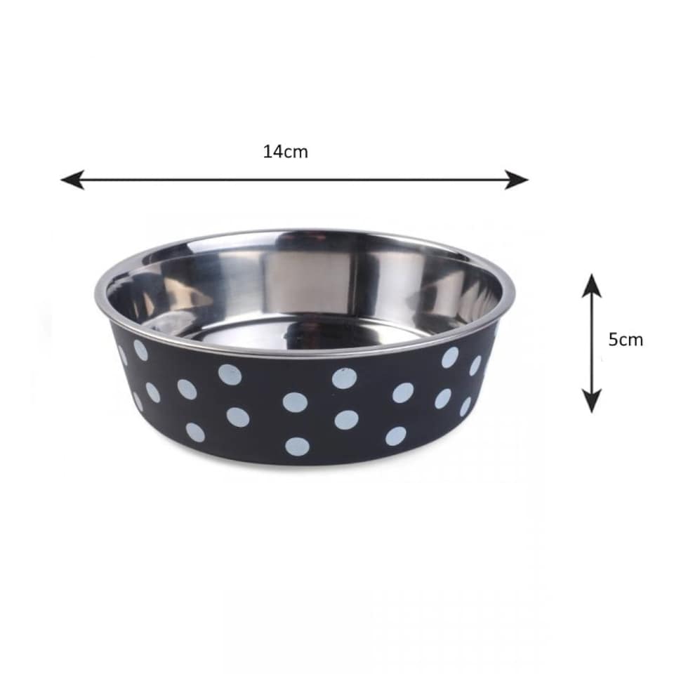 image 1 of Zoon Navy Polka Dot Pet Bowl 14cm | Blue | 1