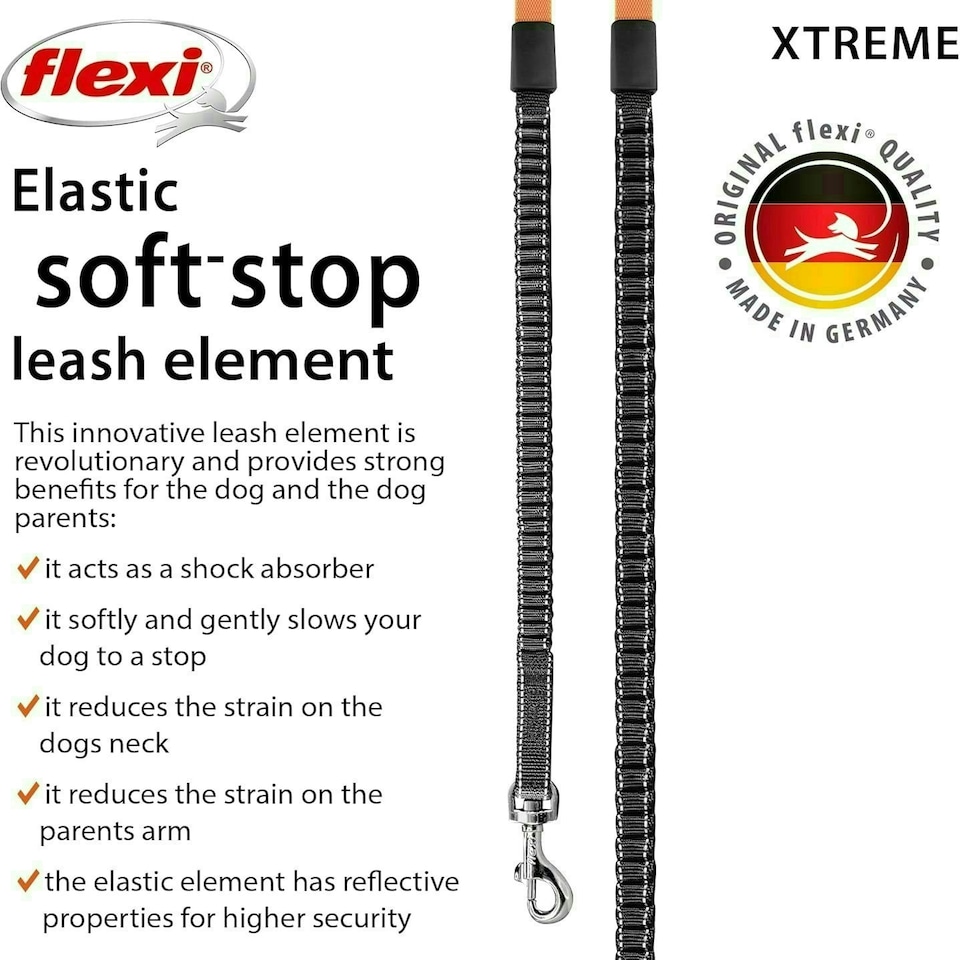 image 1 of Flexi Xtreme Tape Orange & Black Medium 5m Retractable Dog Leash/Lead