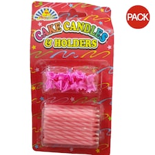 Playwrite Spiral Happy Birthday Candle & Holder (Pack of 10) - Pink - One Size