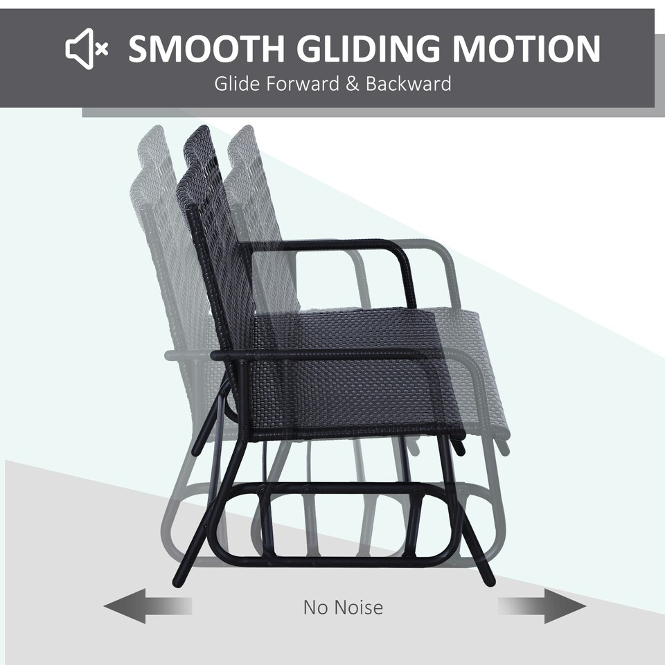 image 1 of Outsunny 2 Seater Wicker Glider Bench Rocking Chair Garden Armchair