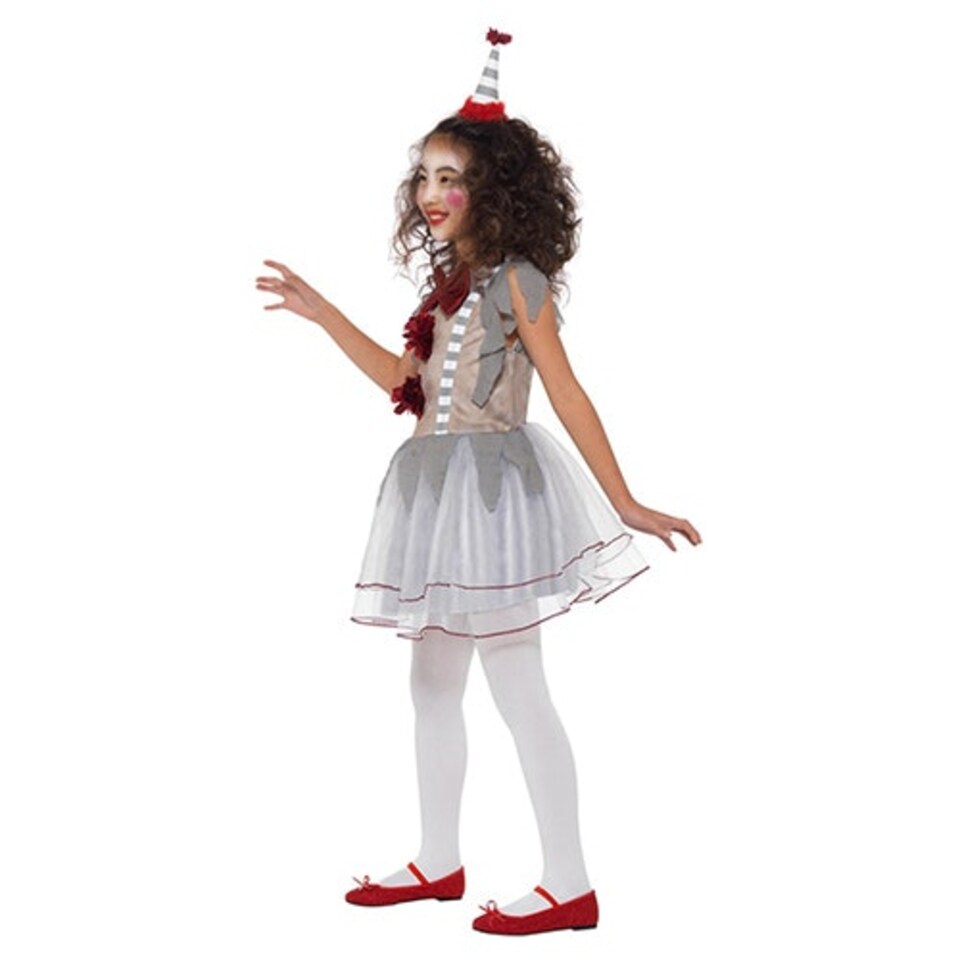 image 1 of Vintage Clown Girl Fancy Dress Costume Kids Medium - Age 7-9