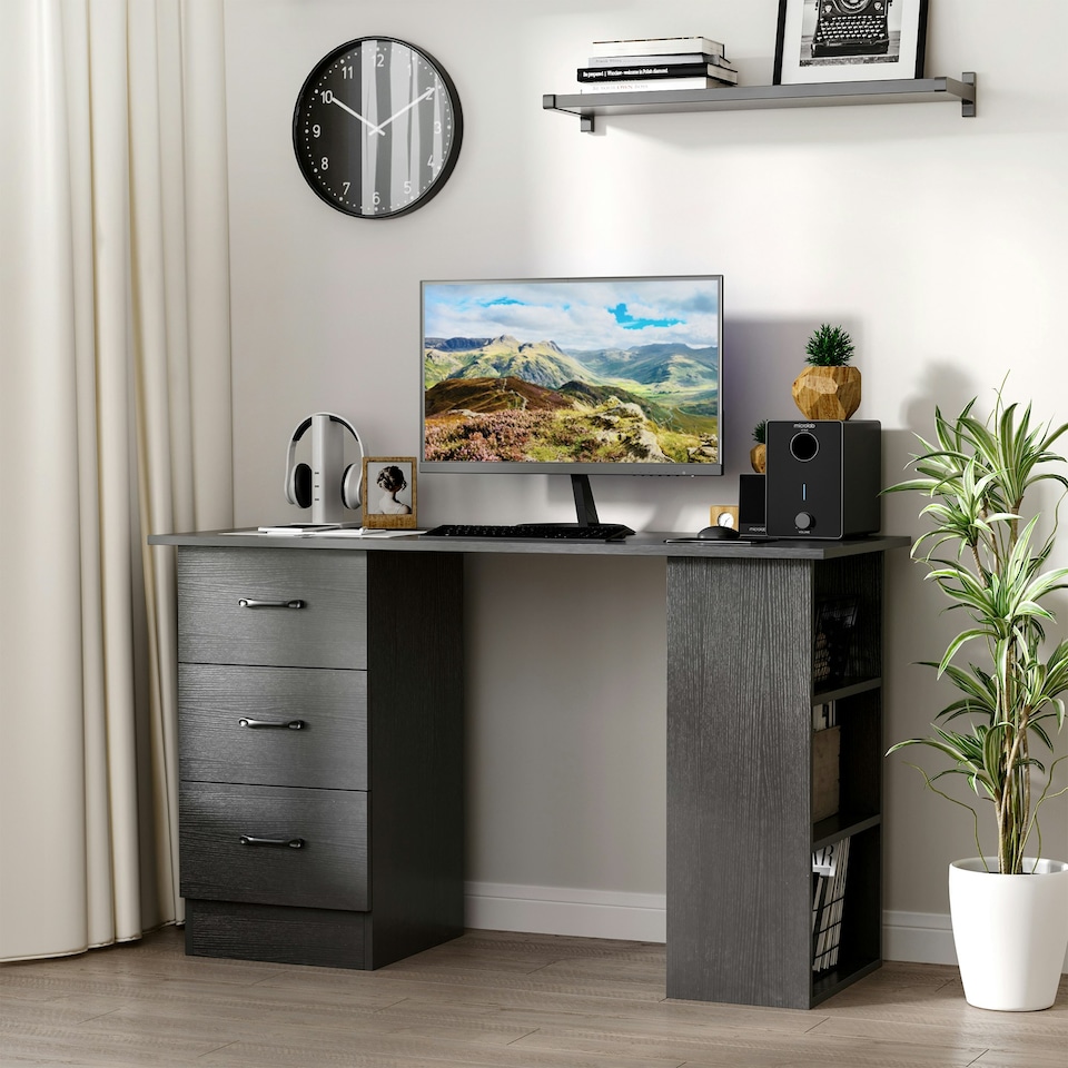 image 1 of HOMCOM Computer Desk with Storage, Writing Study Table for Home Office