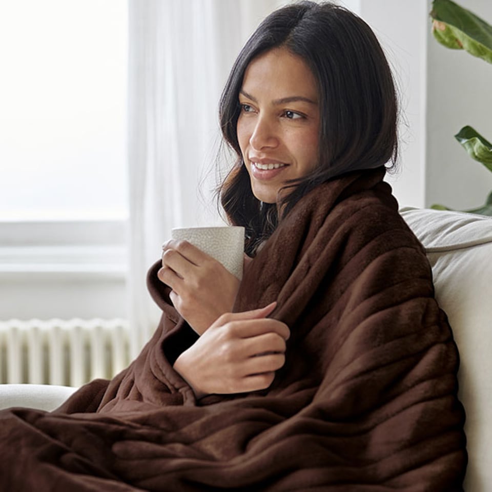 image 1 of Cosi Home Heated Blanket - Brown