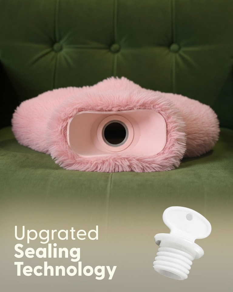 image 1 of Keplin Fluffy Faux Fur Hot Water Bottle 2 Litre with Hand Warming Cover
