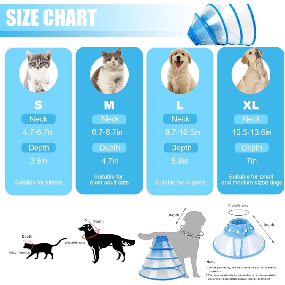 Pet Cone, Cat Cone Dog Cone Adjustable Collar, Cat Recovery Cone ...