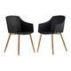 image 1 of Set of 2 Eden Modern Dining Chairs, Faux Leather Padded Cushion & Solid Wooden Legs Black