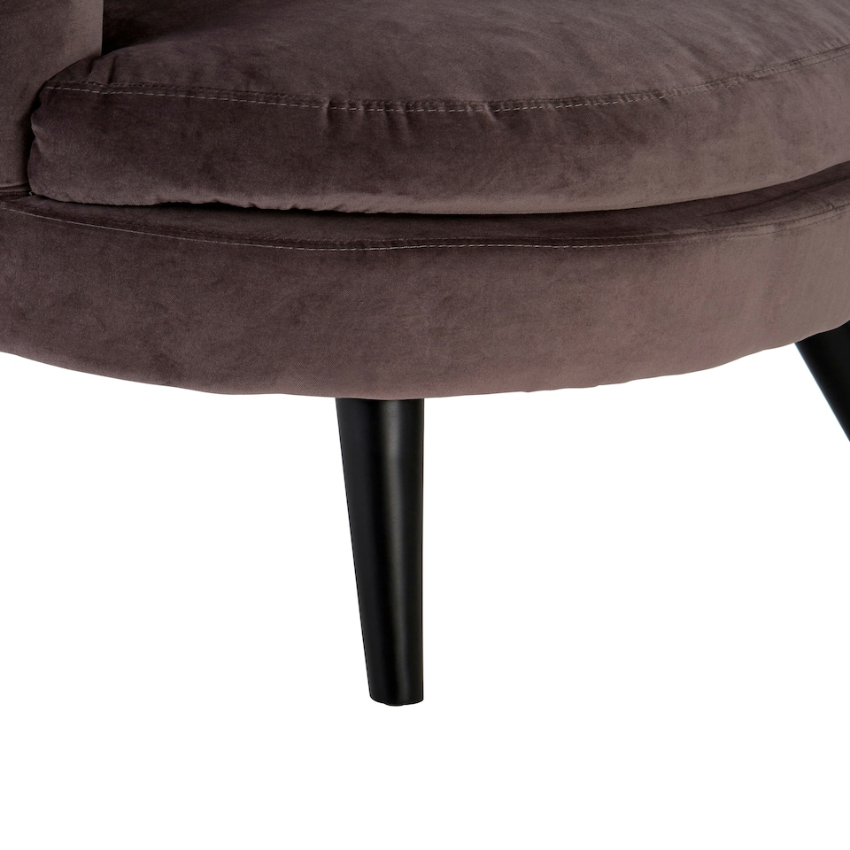 image 1 of Interiors By Premier Versatile Round Grey Plush Armchair, Velvet Upholstered Dining Chair, Contemporary Chair For Diningroom Brown
