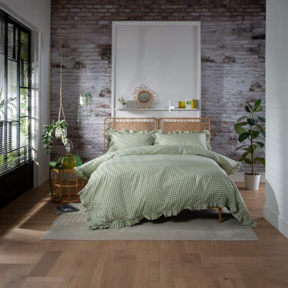 image 1 of TLC Gingham Frilled Duvet Set