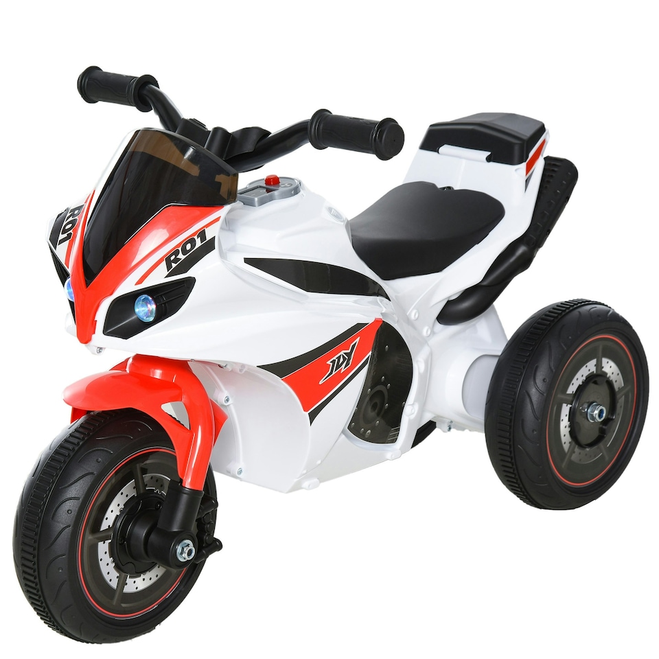 image 1 of HOMCOM Kids Ride-On Police Bike 3-Wheel Vehicle w/ Music Lights 18-36 Mths