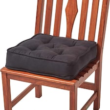 Homescapes Black Faux Suede Dining Chair Booster Cushion Black