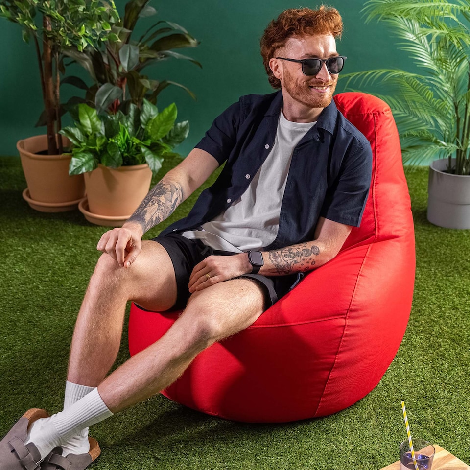 image 1 of Icon Dalton High Back Adult Gaming Indoor Outdoor Bean Bag Chair, Red