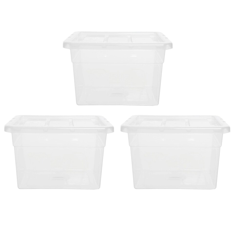 image 1 of 1 x 22 Litre Strong Clear Transparent Storage Container Ideal For Clothes & Books Clear