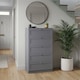 image 4 of Vida Designs Altino 3 Piece Bedroom Set (2 Drawer Bedside, 5 Drawer Chest, 3 Door 2 Drawer Mirrored Wardrobe), Grey