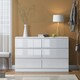image 2 of FWStyle Carlton 6 Drawer Wide 3+3 Chest Of Drawers - White Gloss Front
