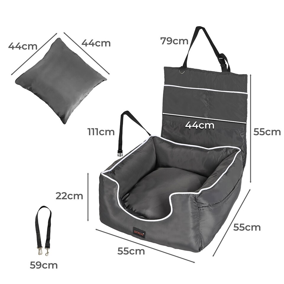 image 1 of Skylos Dog Car Booster Seat Pet Backrest Safe Protector Waterproof Travel Bed