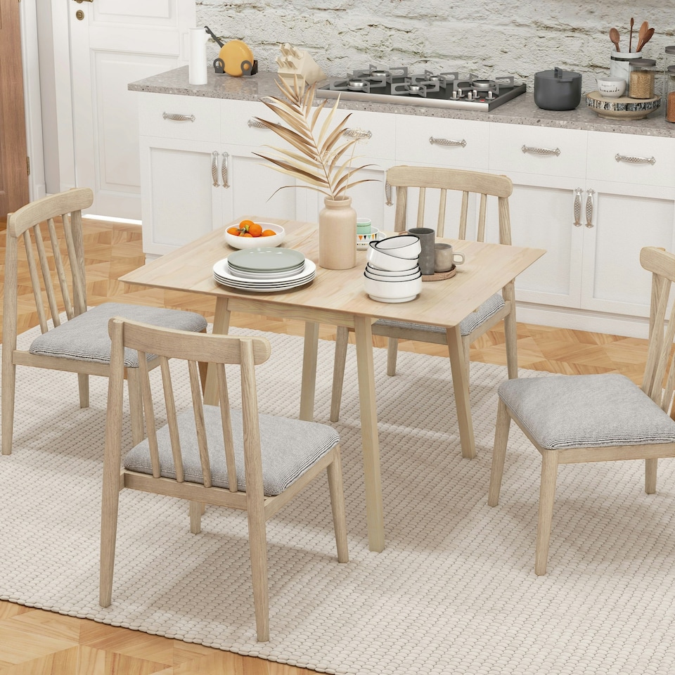 image 1 of Extendable Kitchen Table for 2-4, Folding Drop Leaf Dining Table, Natural