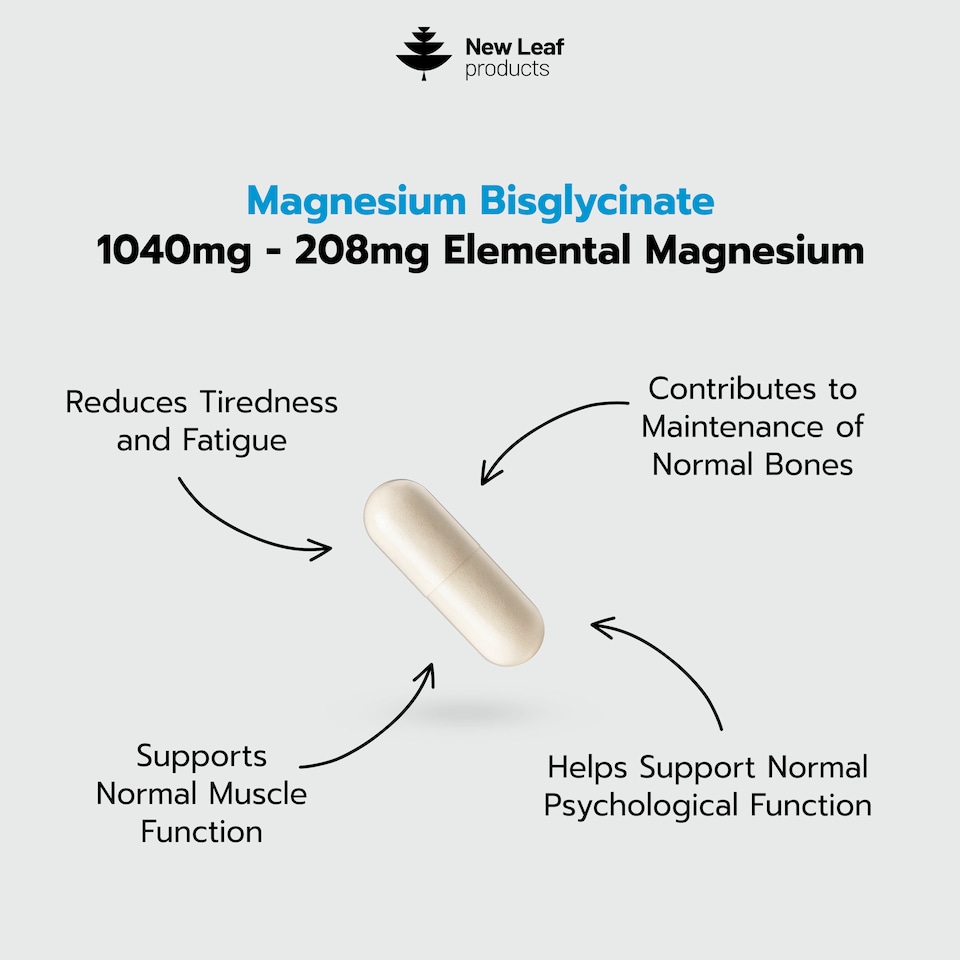 image 1 of New Leaf Magnesium Glycinate High Strength Capsules 1040mg - 360 Vegan Capsules