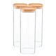 image 1 of Argon Tableware Square Glass Storage Jars with Wooden Lids - 2.2 Litre - Pack of 3