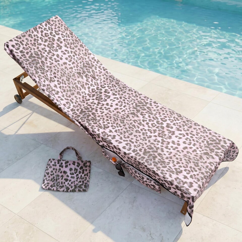 image 1 of OHS Leopard Beach Towel with Bag Quick Dry Absorbent Travel Spa