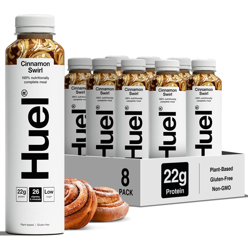 image 1 of Huel Ready-to-Drink Meal, Cinnamon Swirl Protein Drink, 500ml Bottles (Pack of 8) - Protein Shakes, Pre-Portioned Meal, 20g of Protein per Bottle