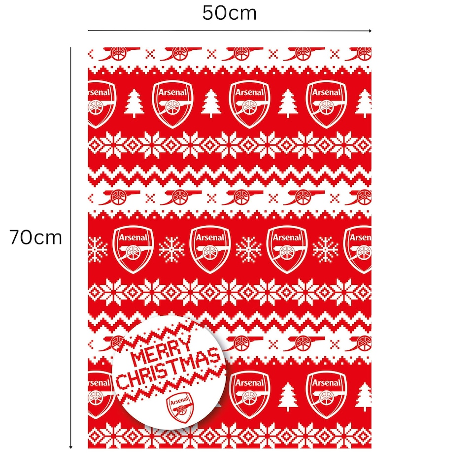 image 1 of Arsenal FC Christmas 2 Sheets & 2 Tags Gift Wrap