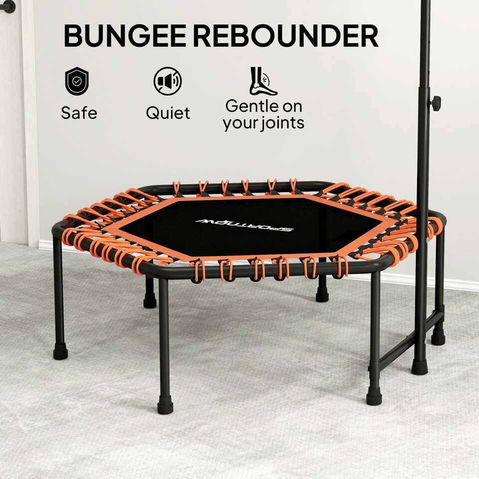 image 1 of SPORTNOW 45" Fitness Trampoline with Adjustable Handle, LED Lights, Orange