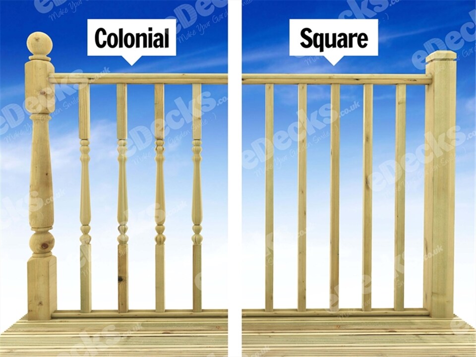 image 1 of eDecks Easy Deck Decking Kit, Treated Timber, 1.8 x 3.6m - Colonial Handrails