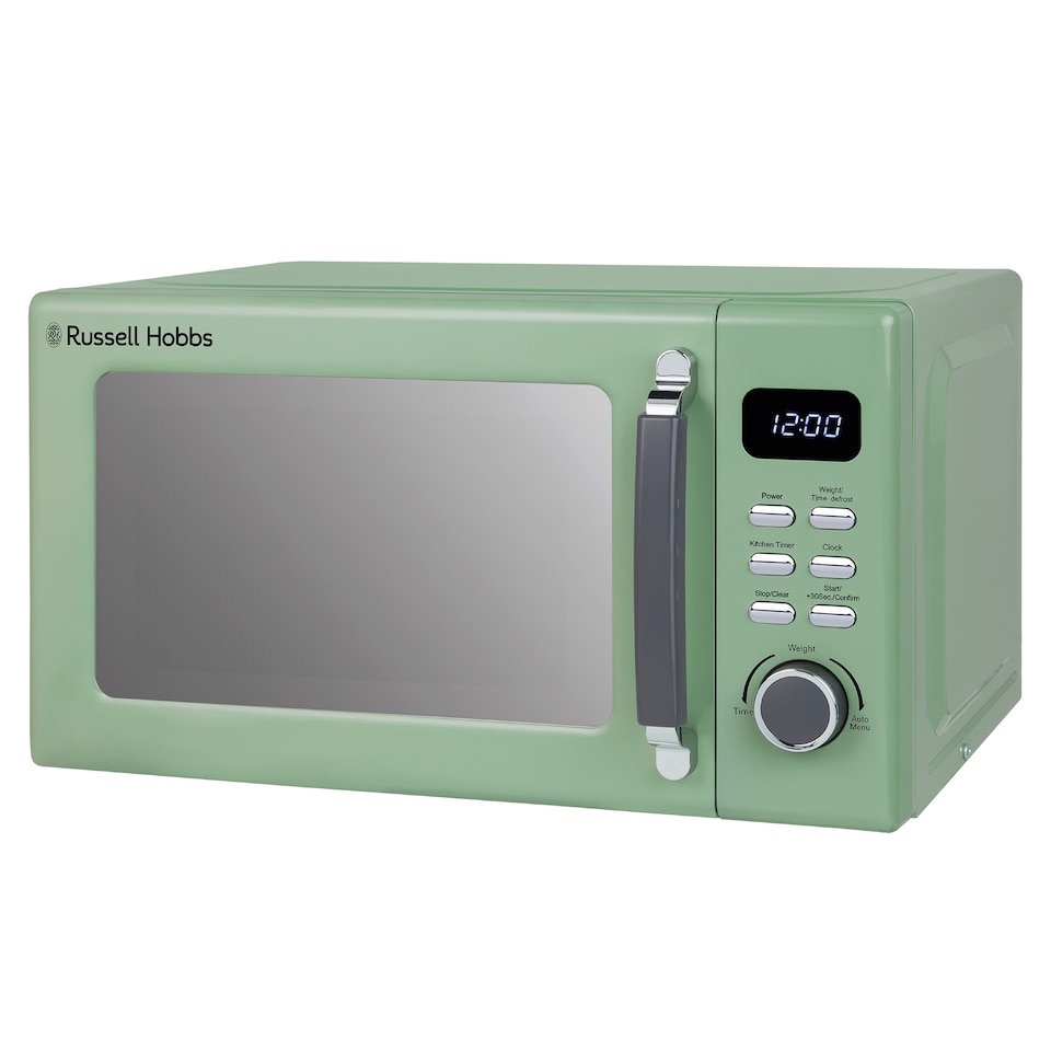 image 1 of Russell Hobbs Sage Green Digital Microwave STYLEVIA, 20 Litre 800W with 5 Power Levels, Mirror Finish RHM2026SG