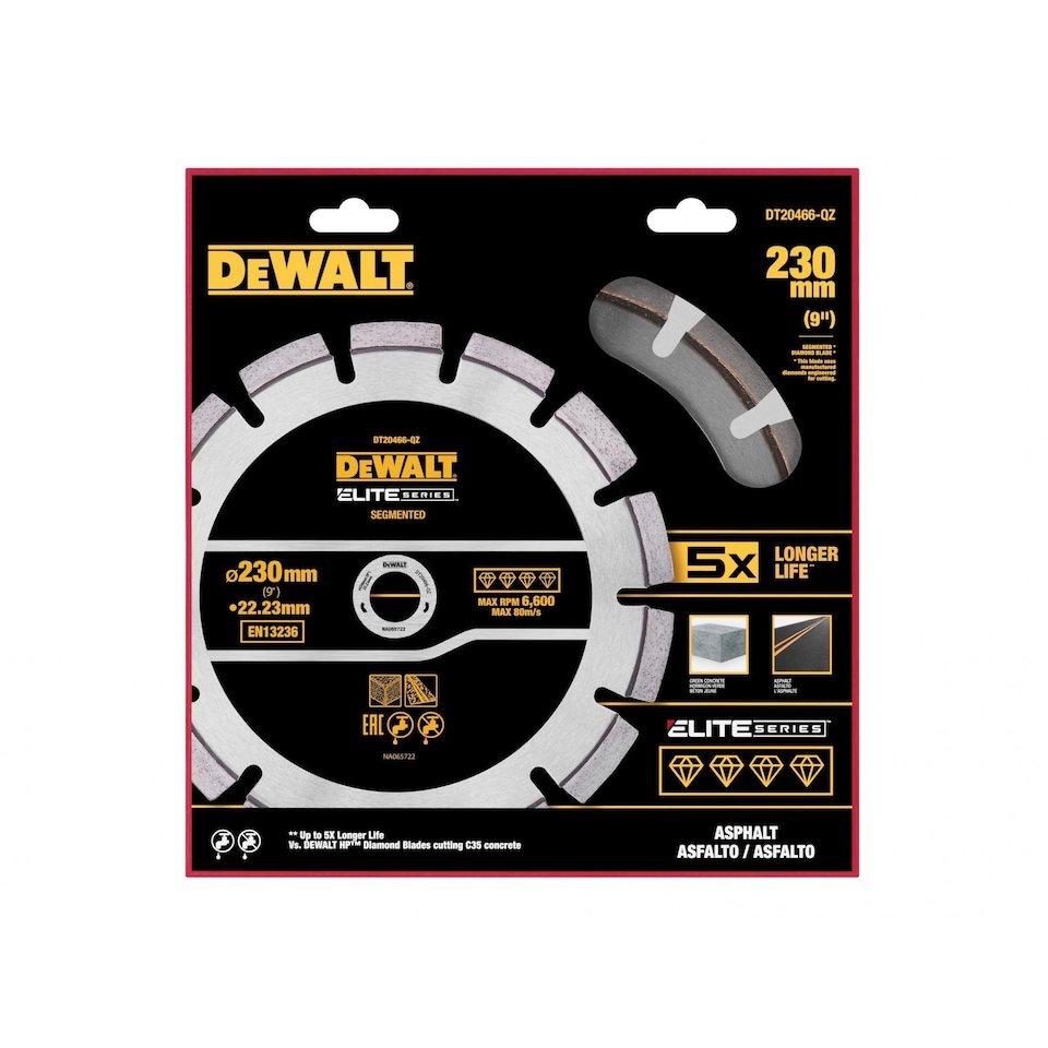 image 1 of Dewalt Power Tools Elite Series Asphalt Diamond Wheel, Segmented | Multi | Multi Colour | 230 x 22.23mm | 1
