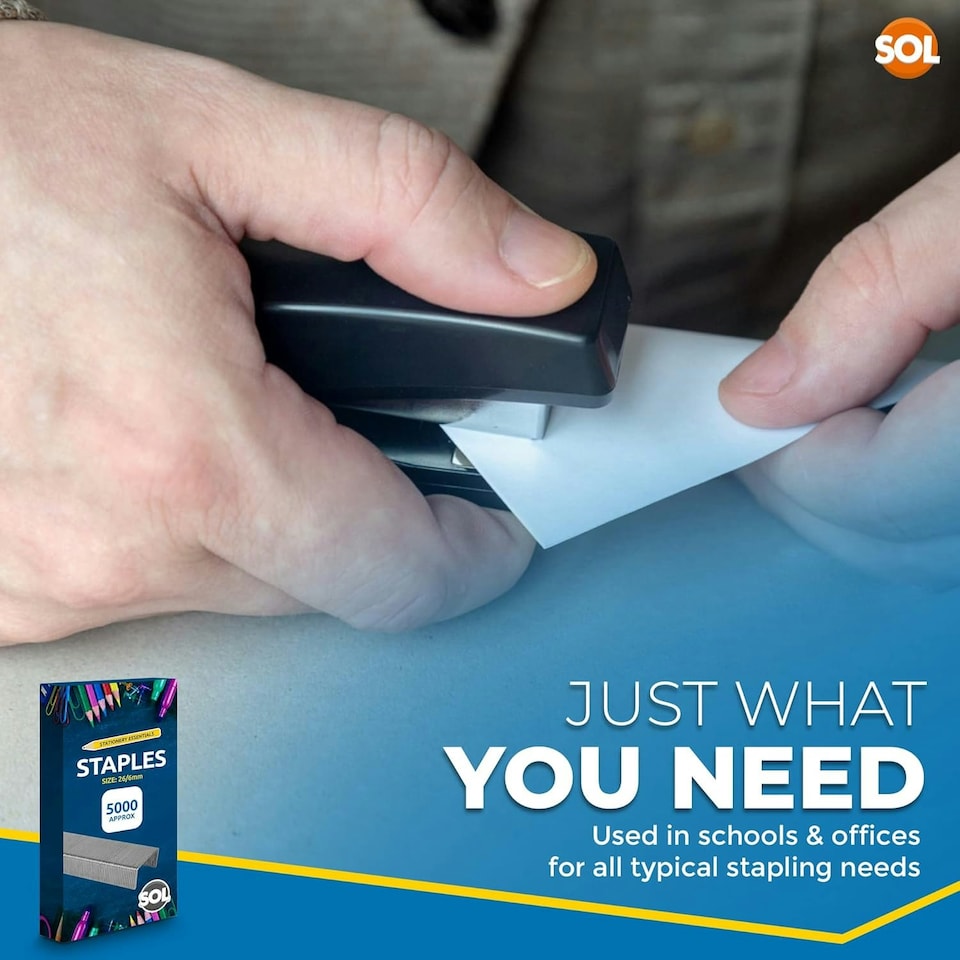 image 1 of SOL 5000pk Staples for Multipurpose Use, Staples 26/6 Standard Size