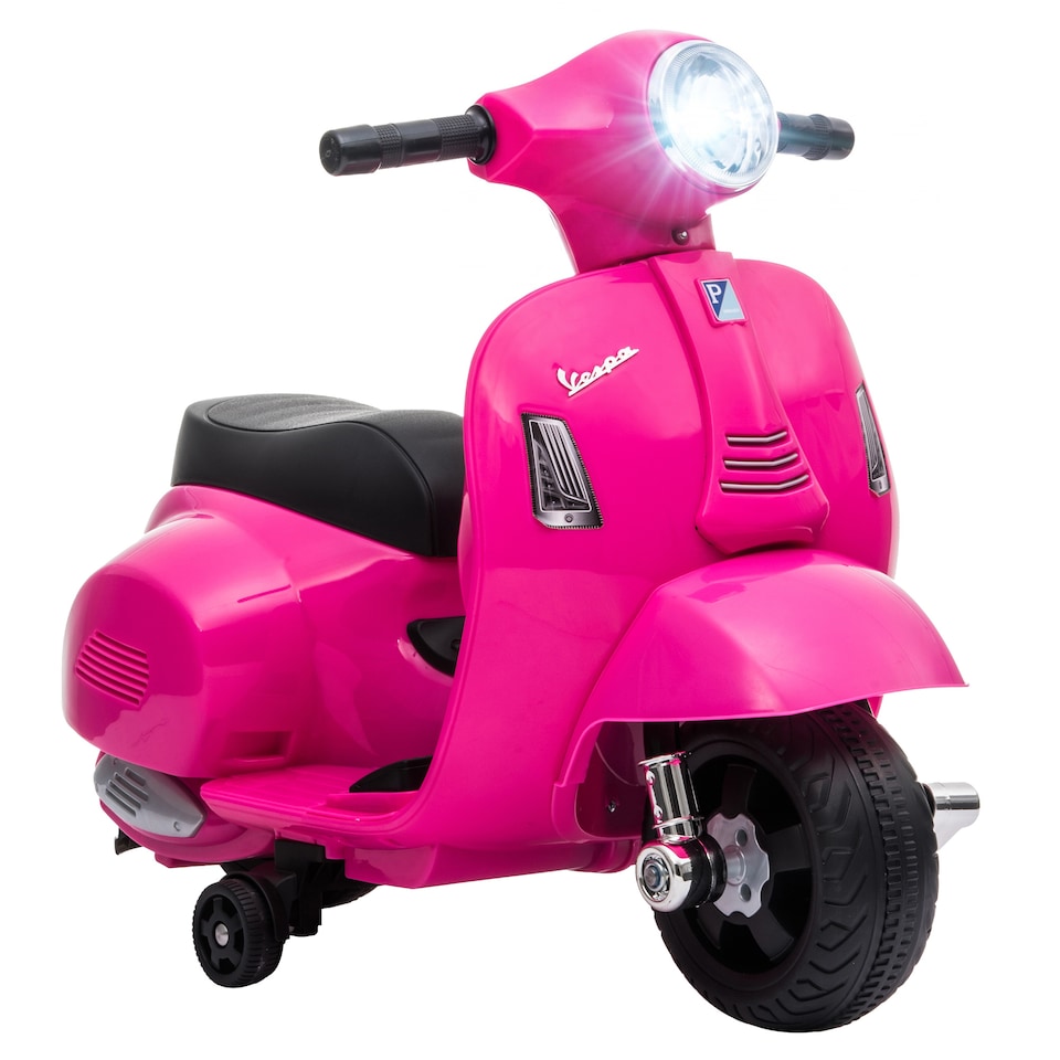 image 1 of HOMCOM Vespa Licensed Kids Ride On Motorcycle, 6V Battery Powered, Pink