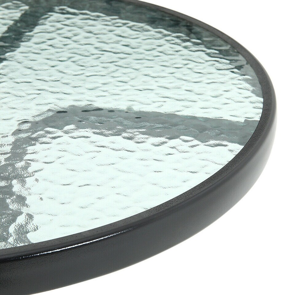 image 1 of TEMPERED GLASS TOP PATIO TABLE METAL FRAME LEGS GARDEN OUTDOOR INDOOR BISTRO