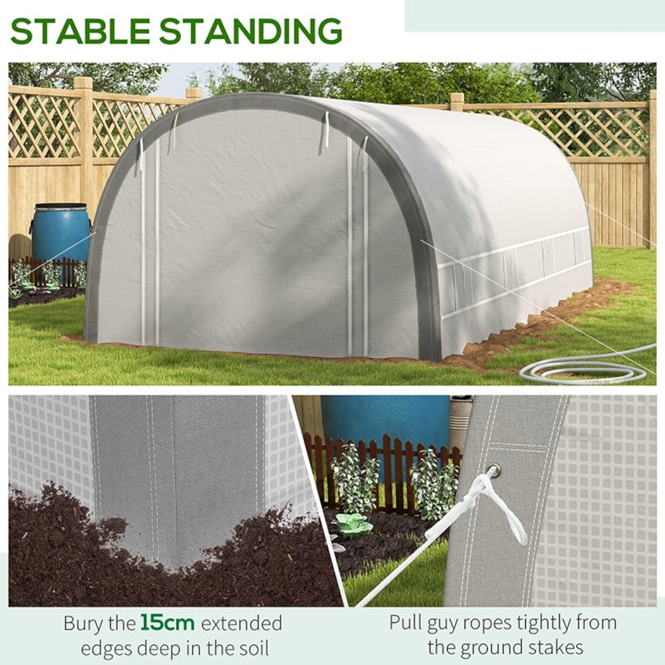 image 1 of Outsunny Walk-in Tunnel Greenhouse, Upgraded Structure, Mesh Door & Windows