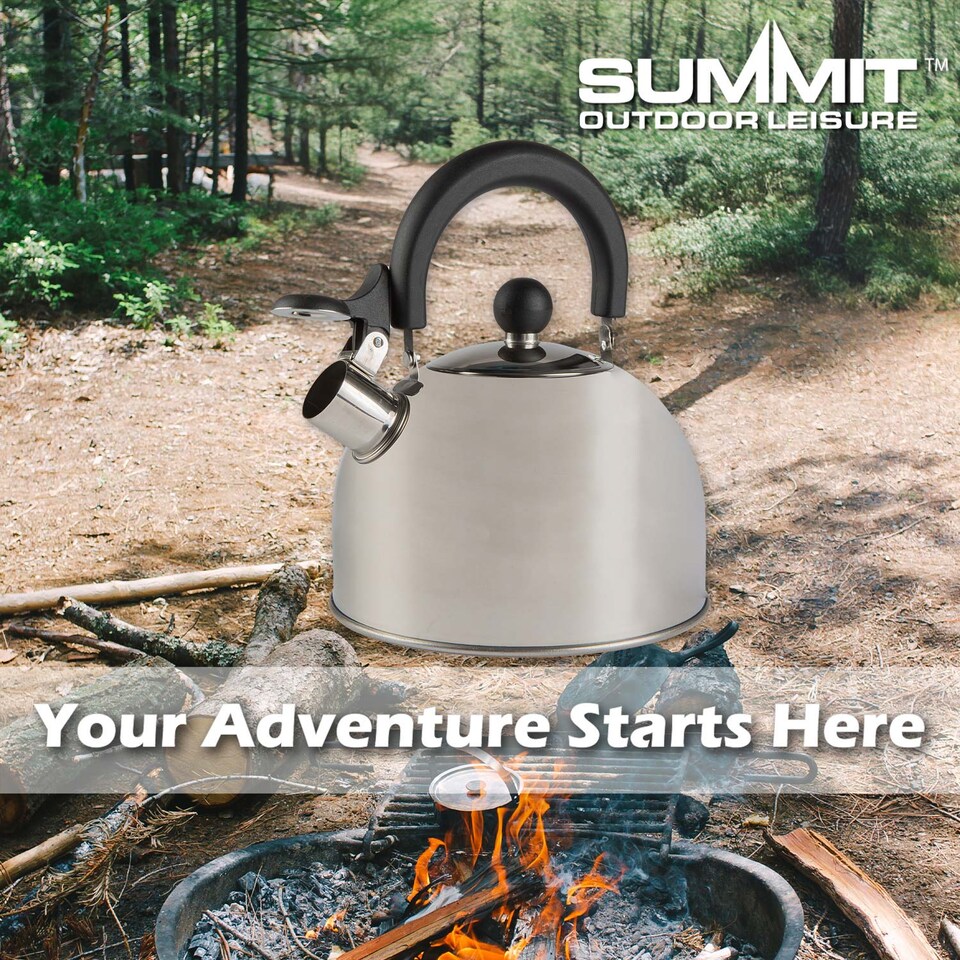 image 1 of PMS 2L Stainless Steel Camping Kettle, Compact Silver