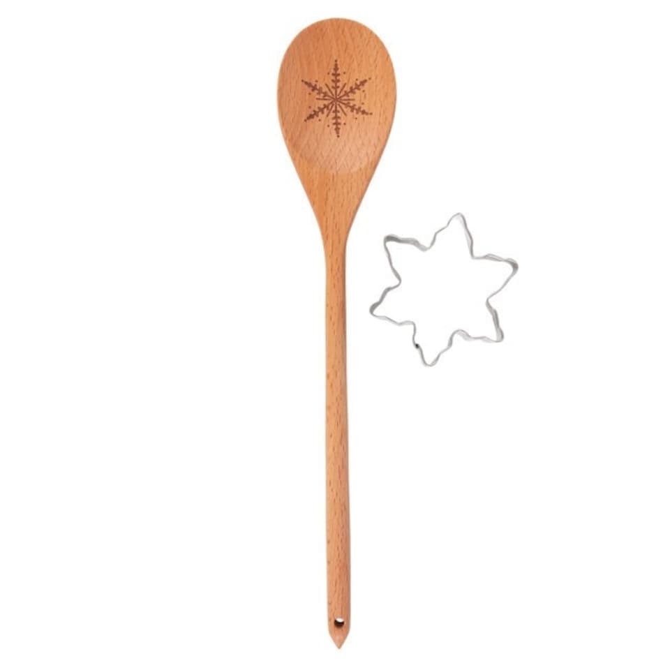 image 1 of Something Different Snowflake Wooden Spoon Set - Brown - One Size