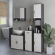 image 7 of kleankin 183cm Tall Bathroom Cabinet, Narrow Bathroom Storage Cabinet with Open Shelves, 2 Doors Cabinets, Adjustable Shelves and Soft Close Mechanism, Grey