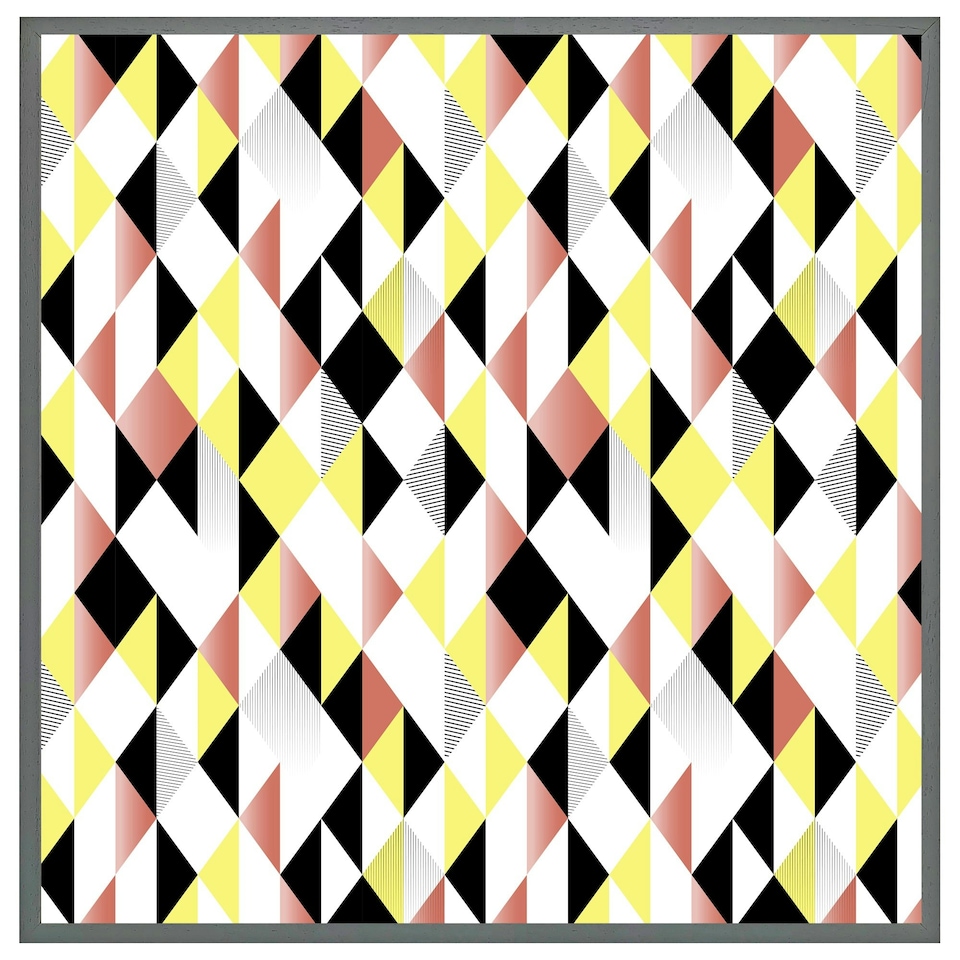 image 1 of Yellow, pink & black geometric pattern (Picture Frame) Grey | XL