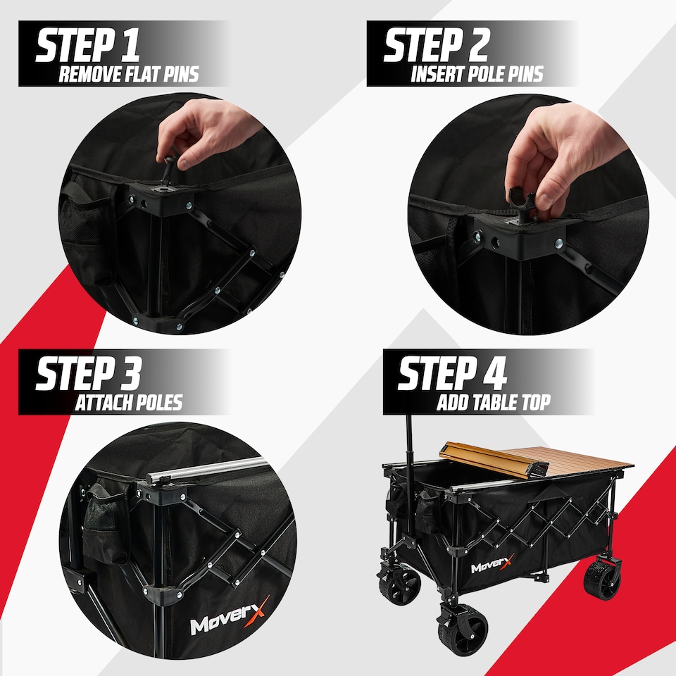 image 1 of MoverX 200L Folding Camping Table Trolley, Festival Wagon, Family Cart, Outdoor, Beach