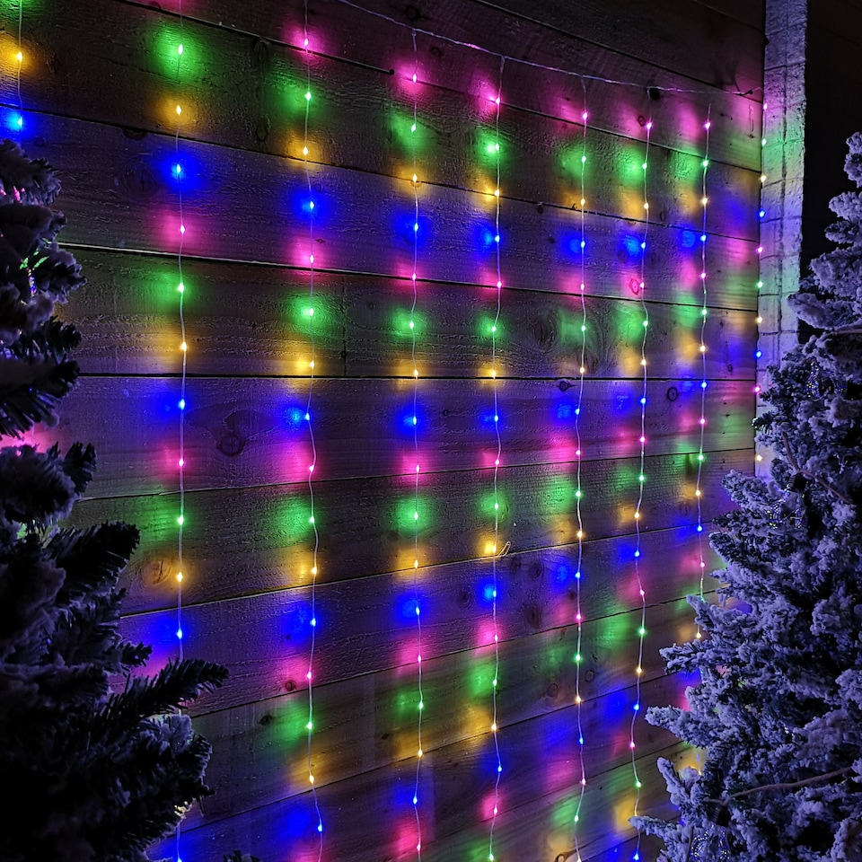 image 1 of 2.1m 300 LED Indoor Outdoor Party Curtain Christmas Lights in Multi-Coloured
