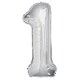 image 2 of Unique Party 34 Inch Silver Glitz Number Balloon (0-9) | Silver | Silver | 1