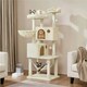 image 2 of Yaheetech 163 cm Large Cat Tower with Condos Platform Perch Beige
