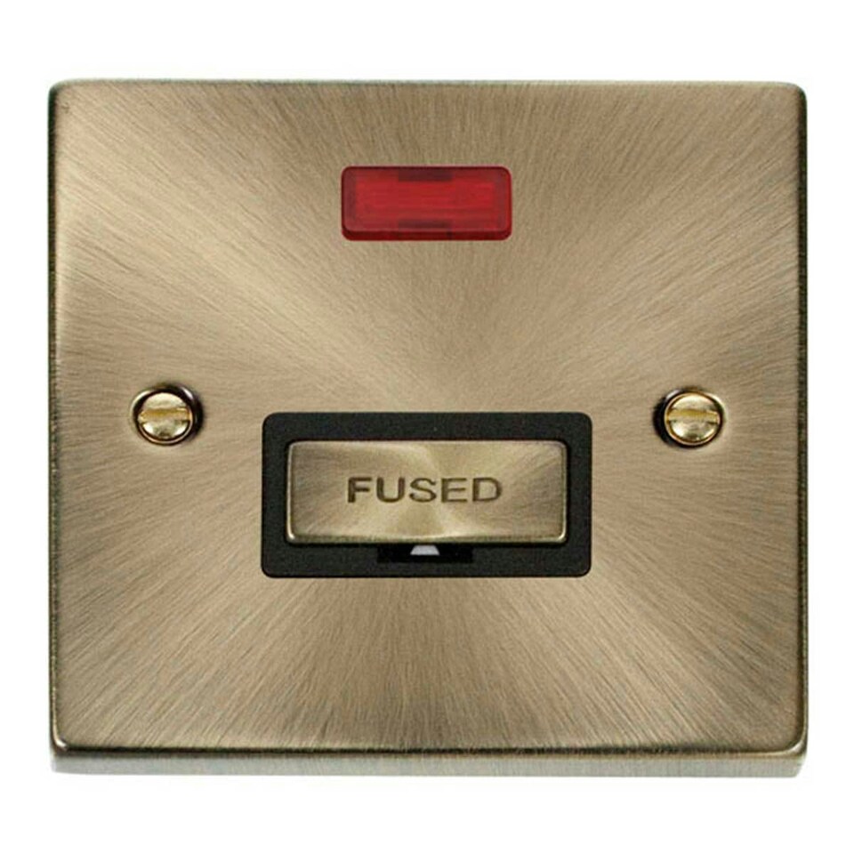 image 1 of SE HOME Antique Brass 13A Fused Ingot Connection Unit With Neon Brown | Antique Brass