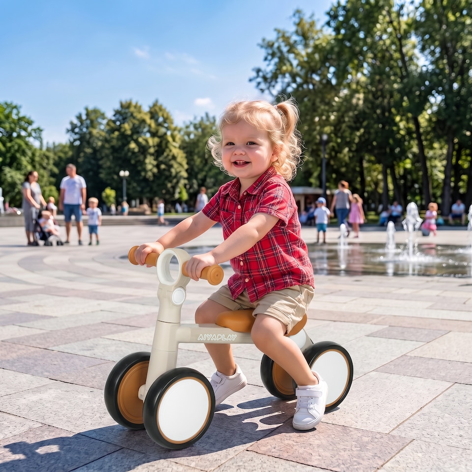 image 1 of AIYAPLAY Balance Bike Lightweight and Adjustable for 1–2 Years, Cream White