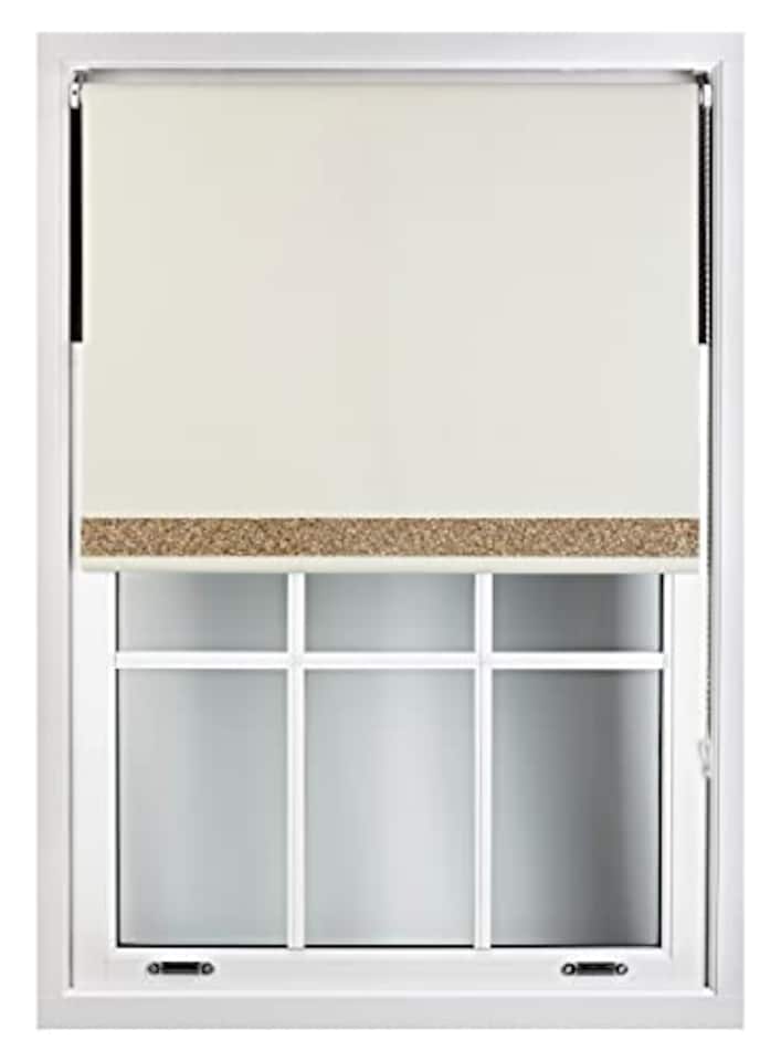 image 1 of FURNISHED Blackout Roller Blinds with Gold Glitter Trim Made to Measure | Cream | Cream | (W) 210cm x (L) 165cm
