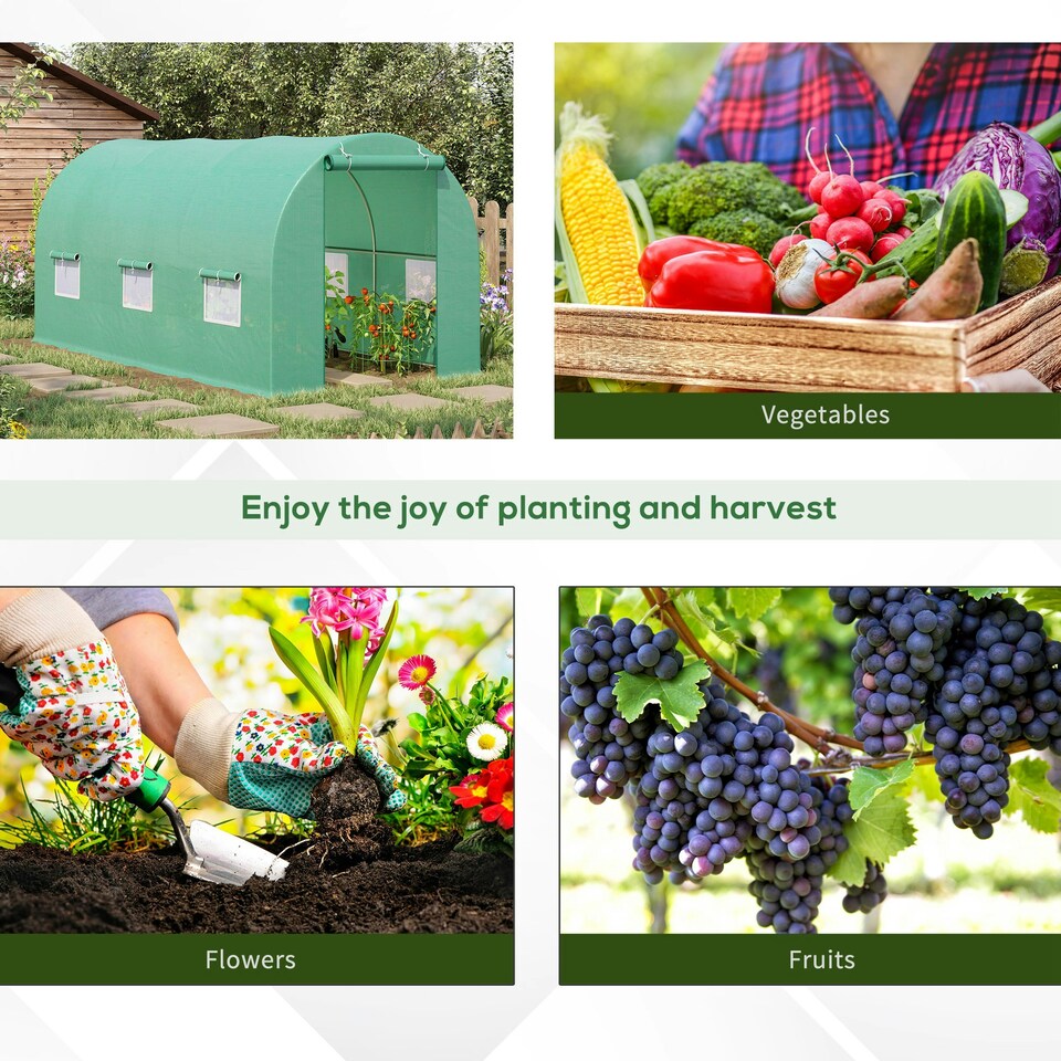 image 1 of Outsunny Polytunnel Walk In Green House w/ PE Cover, 4.5 x 2 x 2m